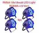 18x18w 324watt Par6418x18w Dj Light Supply Lot Par 64 Led Lights Rgbwa Uv Dmx512 Stage Party Show 4 Pcs 651660072960