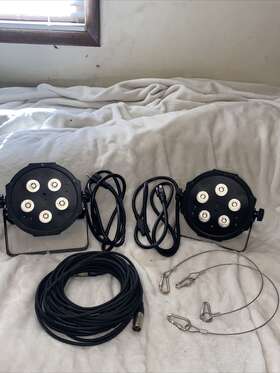American Dj 613816436934 2 Adj Mega Hex Par Rgbwa Uv Led Can Wash Lights Up-light And Carry Bag