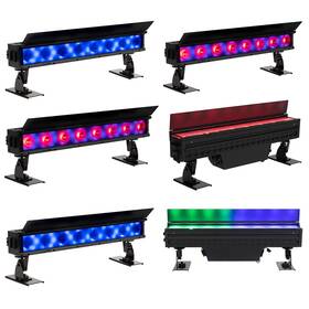 American Dj 613826710109 6 Adj Electrapix Bar 8 Pak Dmx Rgbal Uv Lights With Flight Case