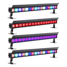 American Dj 613826710116 4 Adj Electrapix Bar 16 Pak Dmx Rgbal Uv Lights With Flight Case