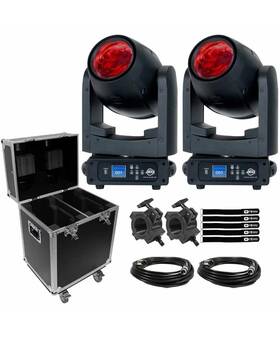 American Dj 613826726865 2 Adj Focus Beam Led 80w Cw Dmx Rdm Moving Head Lights Case