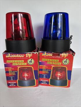 American Dj B-601r Red And Blue Rotating Police Beacon Light Adj Disco Party