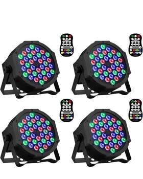 Aoellit 682601023772 36 Led Stage Lights Rgb Dj Sound Activated- 4 Pack