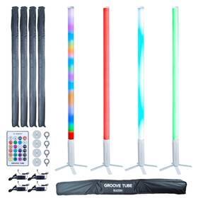 Groovetube-4pk-wht Clutch Dj Stage Party Led Tube Effect Accent Lights 4-pack W Travel Cases And Remote