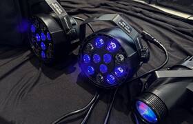 Eliminator Lighting 817175010600 2x Uv Led Lights Miniparuv Adj Gig Bag And U King Pinspot Light