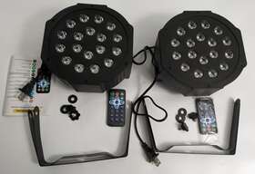Koot 735280394258 2x18 Led Stage Lights Disco Strobe Par Light With Remote Sound Activated