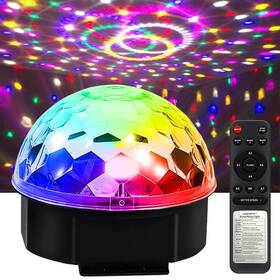 Laucnpty 768461640202 7in Big Size Disco Ball Party Lights Sound Activated Dj Light Led Lig