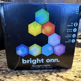 Onn. 194346003693 7-pack Rgbic Hexagon Lights Sound Reactive