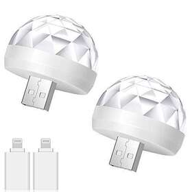 Orask 795802787135 2pcs Car Led Atmosphere Light Usb Magic Disco Ball Lights 5v 3w Sound Activat