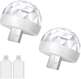Ucm021202 Rishengkeji 2pcs Car Led Atmosphere Light Usb Magic Disco Ball Lights 5v 3w Sound Activated