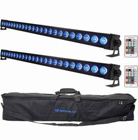 Rlb60 Rockville 24 Battery Strip Rechargeable Rgbw Color Dj Wash Light Bar/dmx/remote