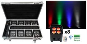 Rockville 613817030551 Best Pack 50 8 Black Battery Wash Lights Wireless Dmx Charging Case