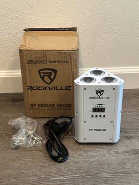 Rockville 613817083717 Rf Wedge White Rgbwa Uv Battery Wireless Dmx Dj Par Up Light Remote