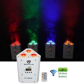 Rockville 613817086244 Rf Wedge White Rgbwa Uv Battery Wireless Dmx Dj Par Up Light Remote
