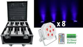 Rockville 613817147891 Battery Par Pack 6rf White 8 Rechargeable Wash Lights Charging Case