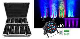 Rockville 613817164621 Battery Par Pack 50 Black 10 Rechargeable Wash Lights Charging Case