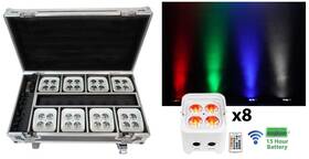 Rockville 613817182540 Best Pack 50 8 White Battery Wash Lights Wireless Dmx Charging Case