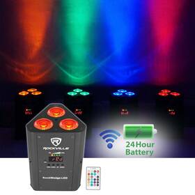 Rockville 613817194444 Rockwedge Led 54w Rgbwa Uv Rechargeable Battery Wireless Dmx Par Light