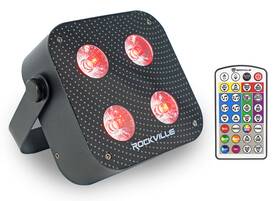 Rockville 613826619341 Mini Ir4 Black Rgbwa Uv Dj/party Par Wash Up Light Wireless Dmx App