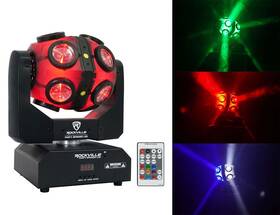 Rockville 613826659767 Party Spinner Led Moving Head Rgbw Dj Light With Dmx Controls 18 Leds