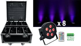 Rockville 613826661326 Battery Par Pack 6rf Black 8 Rechargeable Wash Lights Charging Case