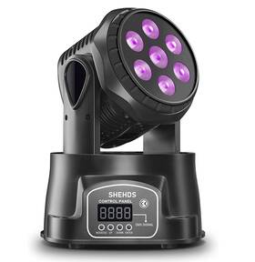 7x18w Shehds Led Moving Head Lights Rgbwa Uv 6in1 Stage Wash Sound Active Dj