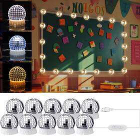 Sew-tujoe-1708 Tujoe 10 Led Disco String Lights Reflective Mirror Ball Decor With Dim