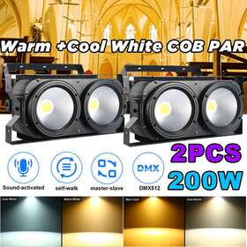 Zq01481 U King 2pack 200w Cob Led Par Light Dmx Stage Dj Audience Blinder Warm Cool White