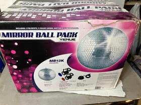 Mb-12k Venue 12 Inch Club Party Mirror Disco Ball With Motor Mount And 2 Pinspot Lights