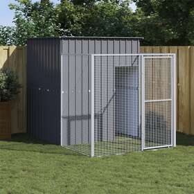 172365 Vidaxl Dog House Outdoor Kennel Crate Shelter With Run Galvanized Steel