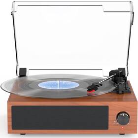R608 Wockoder Vintage Record Player With Built-in Stereo Speakers Turntable Vinyls Records