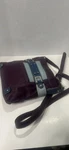 Tignanello 1X9X9" Purple & Light Blue Leather Purse Bag 6 Pockets 42" Adj Handle. Fixed Price $17.00.