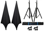 (2) Rockville Tripod Dj Speaker Stands+scrim Werks Black Cloth Cover+carry Case. Fixed Price $161.83.