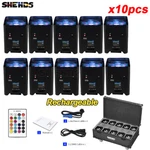 Shehds 10PCS 6X18W Rgbwa+uv Wifi App Wireless Remote Control Par Light With Case. Fixed Price $1360.00.