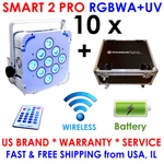 10 Led Uplighting Case - 9X18W Rgbwa+uv Battery Powered Par Can Dj Uplights. Fixed Price $1995.00.