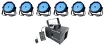 6) Eliminator American Dj Mega Go Par 64E Rgb+uv Stage Wash Lights+hazer. Fixed Price $1499.65.