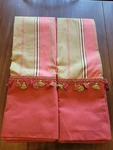 Pair Custom Striped Curtain Panels Rod Pocket Lined With Tassels 75 X 84". Fixed Price $129.95.