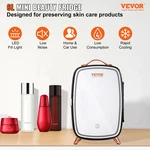Vevor Mini Fridge, 6L Skincare With Led Light And Hd Mirror, Ac Dc Makeup. Fixed Price $109.99.