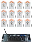 12 Rockville Rf Wedge White Rgbwa+uv Battery Wireless Dmx Up Lights+controller. Fixed Price $1454.40.