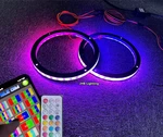 Set 2PCS Pair 8"REMOTE App Dream Chasing Flow Led Sound Speaker Subs Ring Lights. Fixed Price $76.00.
