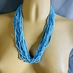 Vintage Necklace Seed Beads Ocean Baby Blue Multi Strand Beaded 4271. Fixed Price $14.98.