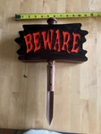 Gemmy Halloween Beware Sign Lights & Sounds! Works Great!. Fixed Price $27.00.