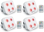 (4) Rockville Mini RF4 V2 White Dj/party Wash Lights+rf Remote+app+wireless Dmx. Fixed Price $364.80.