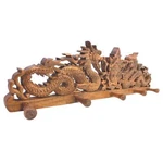 Balinese Dragon Naga Lotus Coat Hook Relief Panel Hand Carved Wood Wall Art. Fixed Price $198.00.