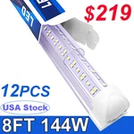 12PCS T8 8FT Integrated Led Tube Light Fixture 144W Foot Shop 6500K. Fixed Price $219.99.