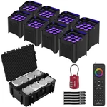Chauvet Dj Freedom Par H9 Ip Uplights Eight Pack With Charging Case. Fixed Price $3604.40.