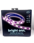 Bright Onn. Multicolor Led Light Strip With Sound Reactive Technology 65'. Fixed Price $19.99.