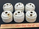 (6) Leviton 9065 Antique Ceramic Rosette Fuseless Fixture Canopy Light Lot L2. Fixed Price $24.00.