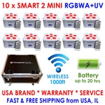 10 Led Uplighting Case - 6X18W Rgbwa+uv Battery Powered Par Can Dj Uplights. Fixed Price $1895.00.