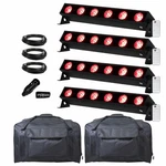 (4) Adj UBL6H 22.50" Linear Wash Lights With Dmx Terminator And Cases. Fixed Price $1063.40.
